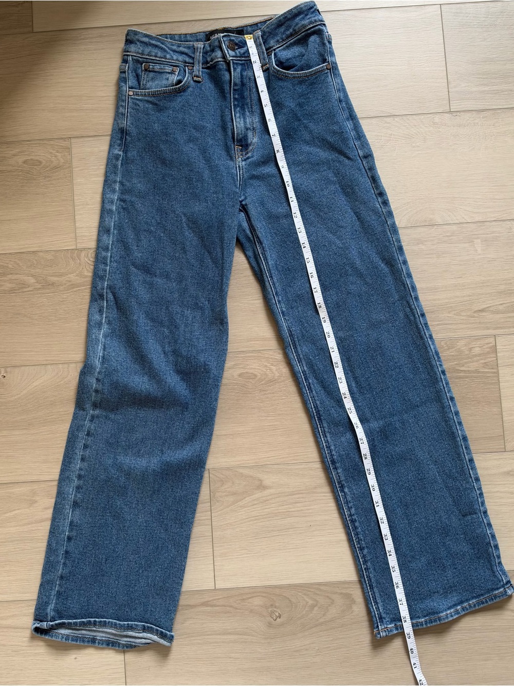Just Black Denim High Rise Straight Wide Leg Jeans Medium Wash Size 25 EUC
